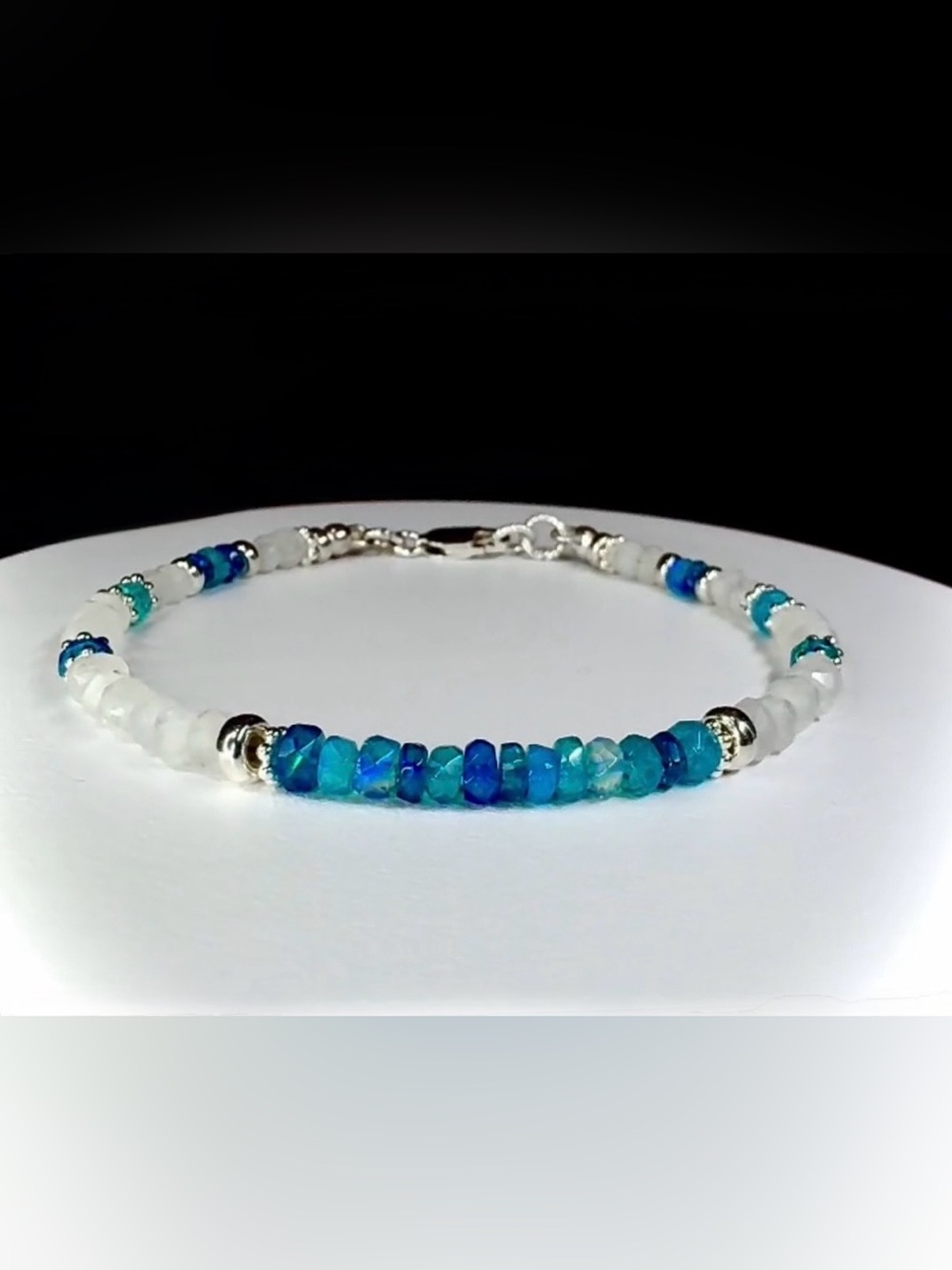 Moonstone Pariba Blue Welo Opal Bracelet in Sterling Silver - Picture 3 of 7